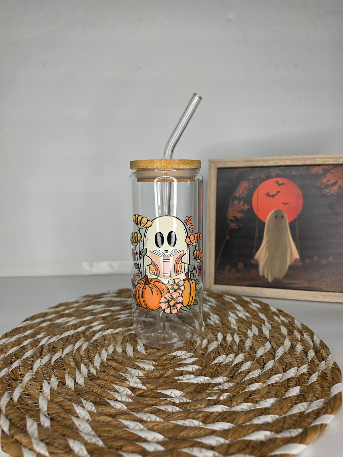 Cute Reading Ghost 20oz Cup